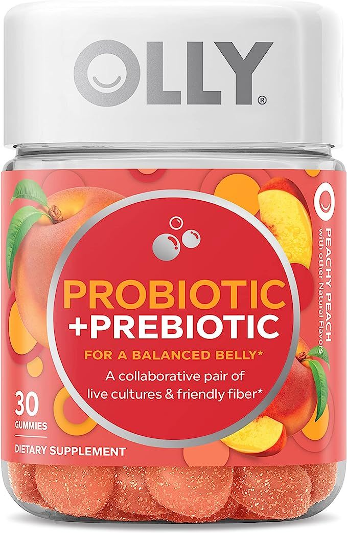 OLLY Probiotic + Prebiotic Gummy, Digestive Support and Gut Health, 500 Million CFUs, Fiber, Adul... | Amazon (US)