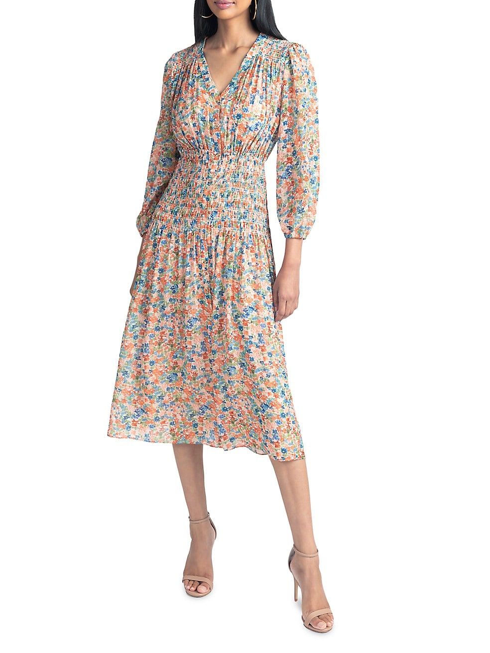 Aurora Floral Chiffon Midi Dress | Saks Fifth Avenue