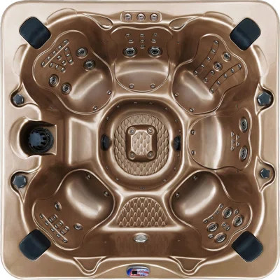 American Spas 7-Person 100-Jet Premium Bench Spa Standard Hot Tub With Sound System And LED Waterfall | Wayfair North America