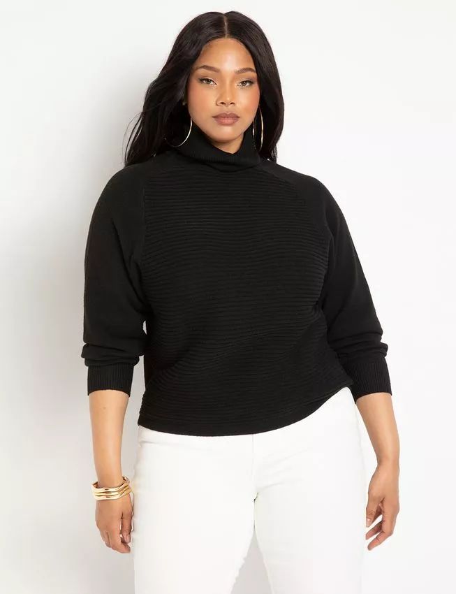 Relaxed Turtleneck with Stitch Detail | Eloquii