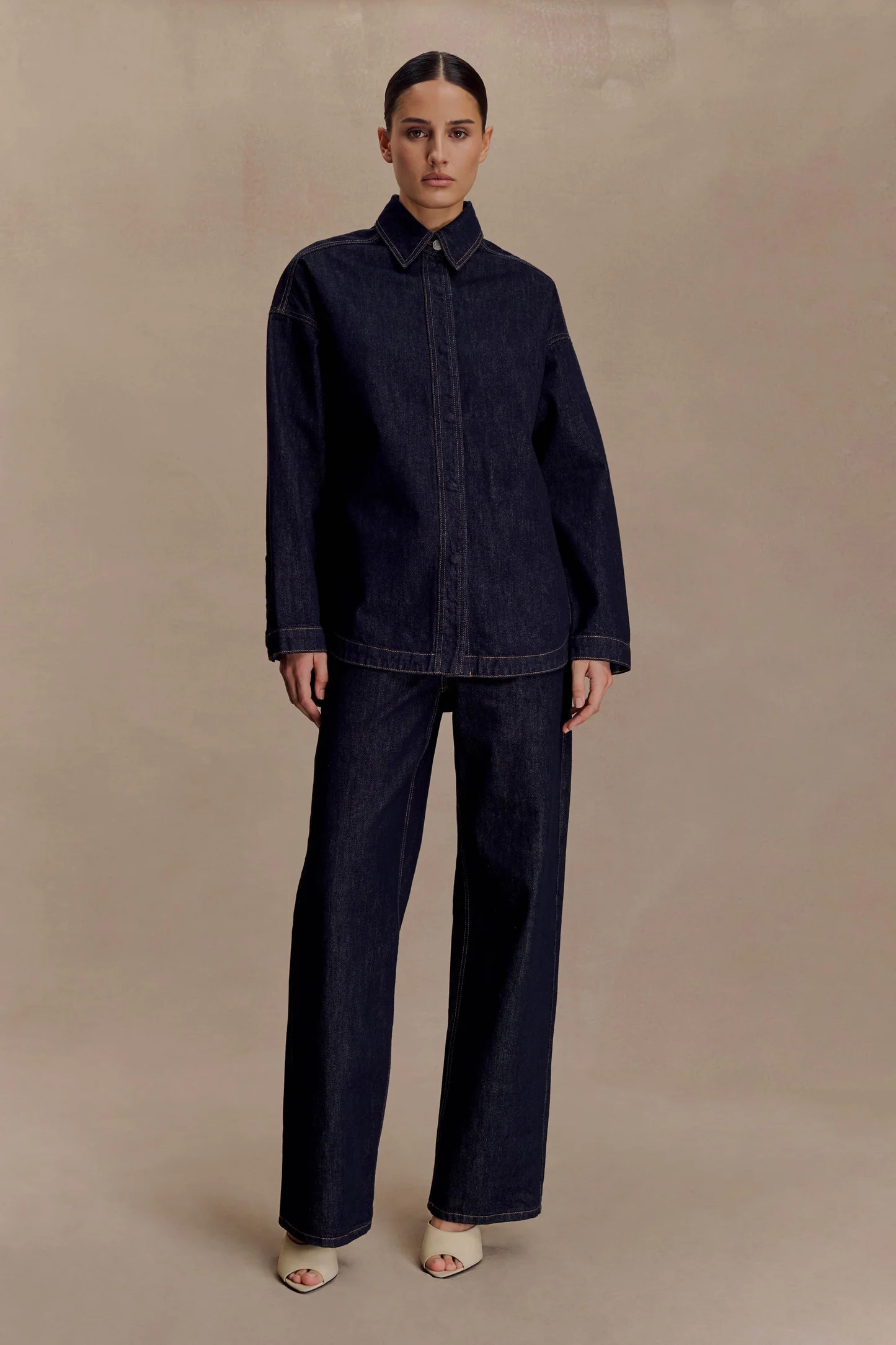 Lioda Oversized Denim Shirt - Washed Indigo Blue | Meshki UK