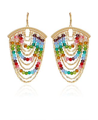 Multi-Colored Beaded Tiered Linear Drop Earrings | Macy's
