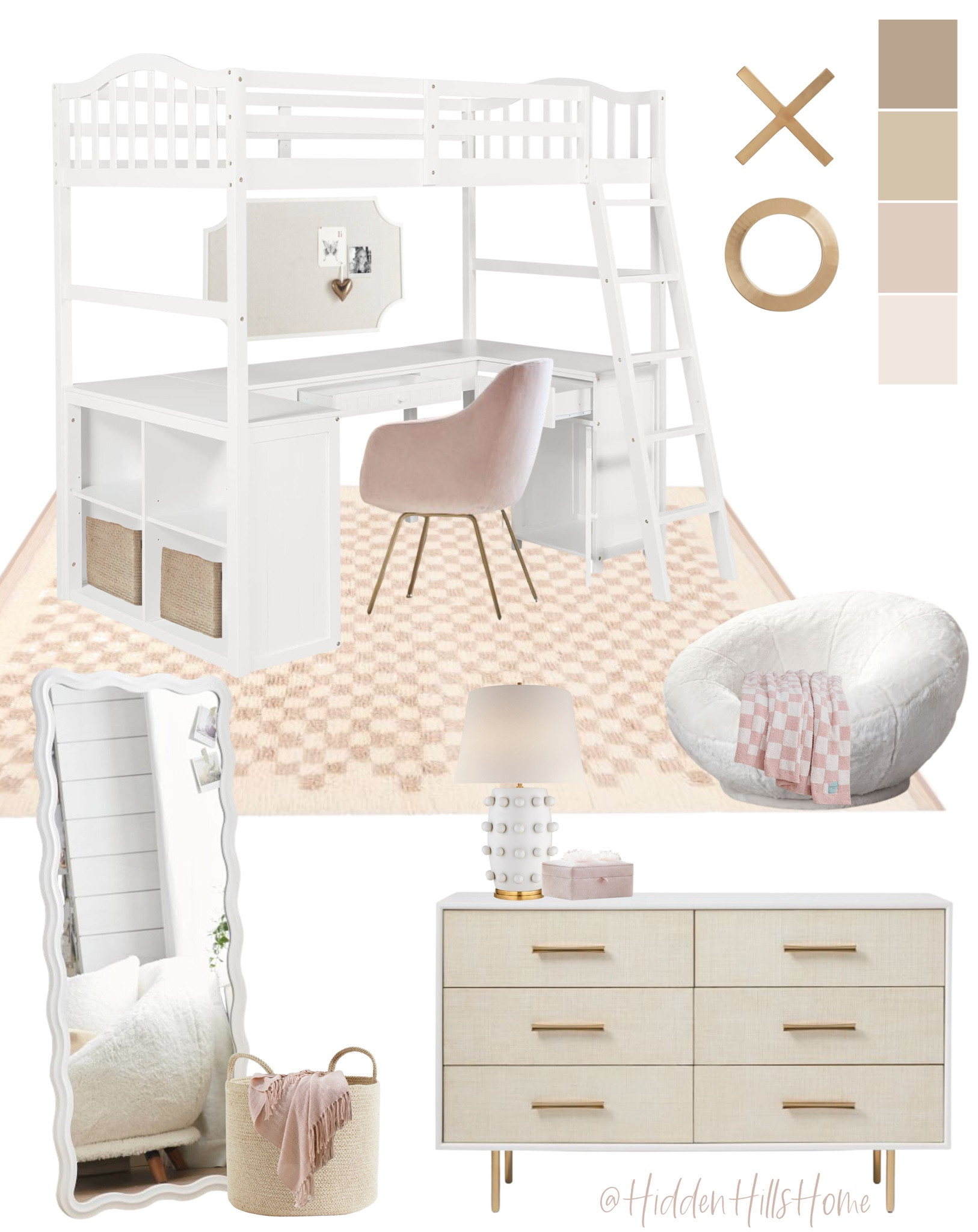 Girls bedroom decor, kids loft bunk bed, girls room decor ideas, cute girls bedroom mood board #girlsbedroom

#LTKhome #LTKCyberWeek #LTKsalealert