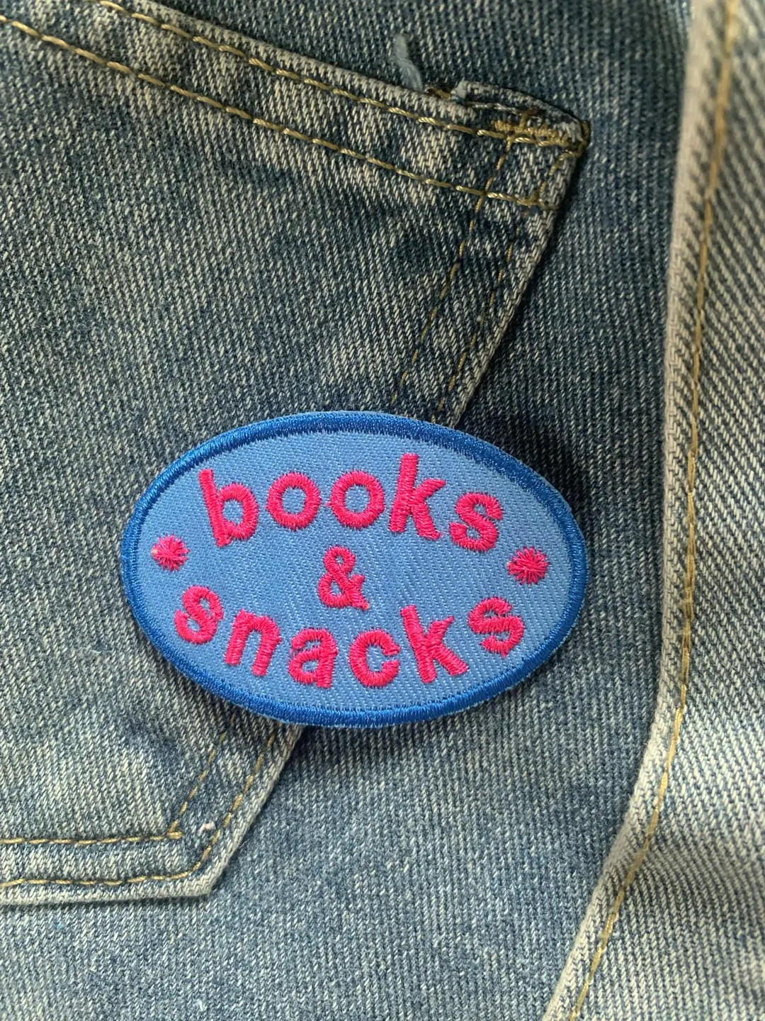 Book & Snacks Iron on Patches Embroidered Applique - Etsy | Etsy (US)