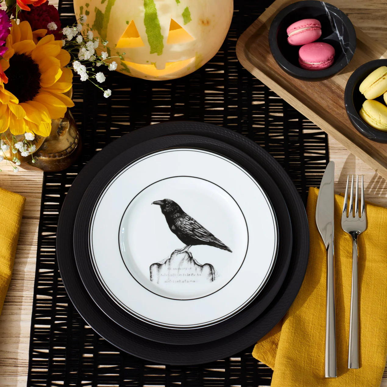 LX Collective Black Accent Plates, Set of 4 | Lenox