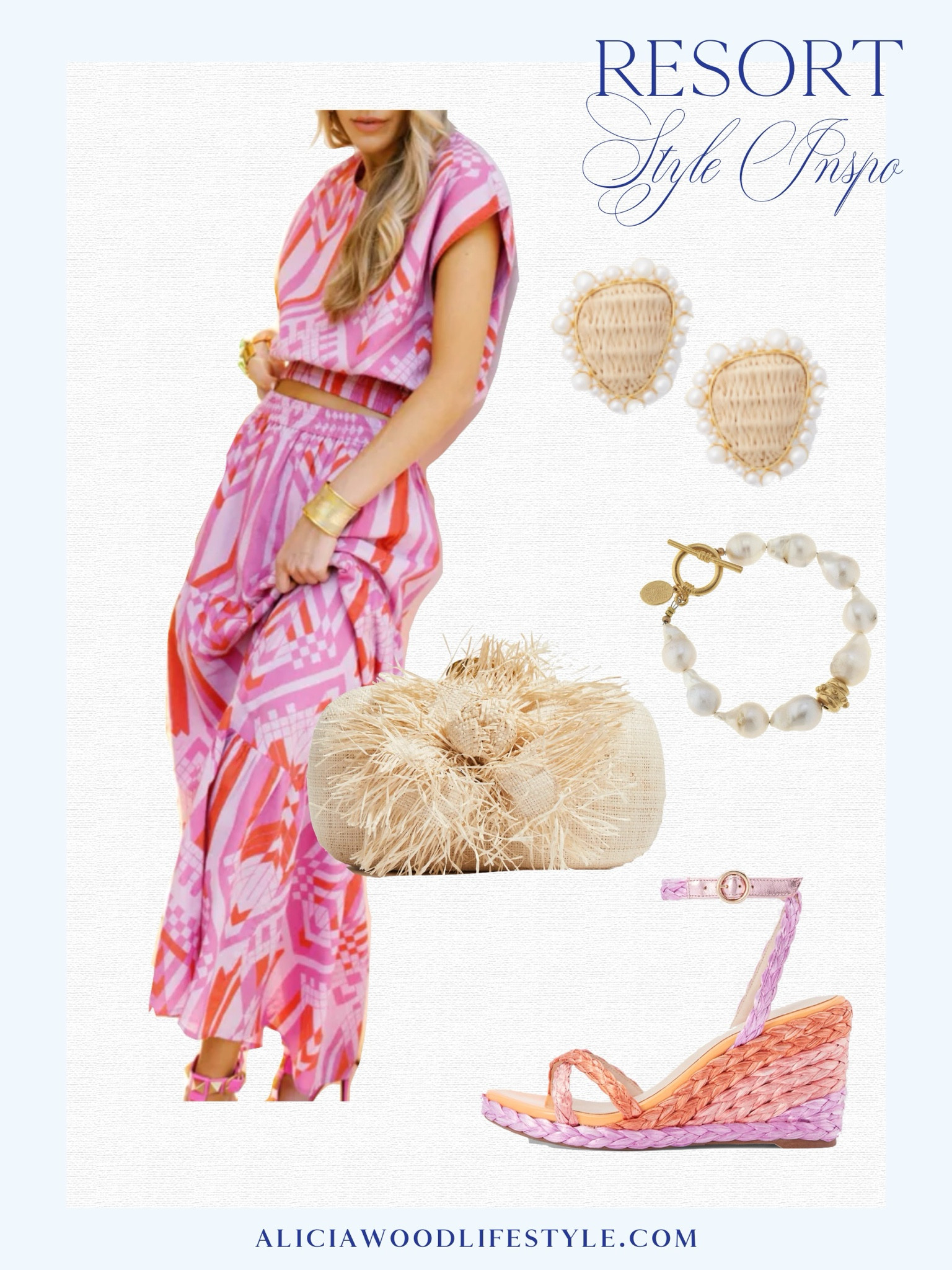 Sophisticated happy colors in a a night out look 💖

Pamela Munson raffia clutch 
Ines Wedge Espadrilles
Pearl bracelet 
Tuckernuck raffia and pearl earrings 
Sheridan French maxi dress 

#LTKstyletip #LTKSeasonal #LTKover40
