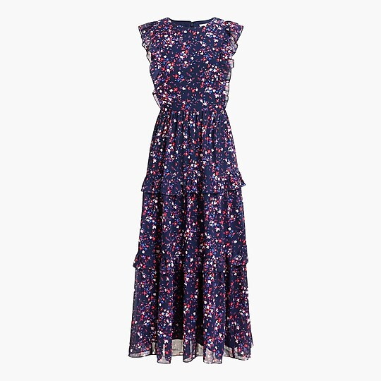 Sleeveless floral ruffle tiered maxi dress | J.Crew Factory