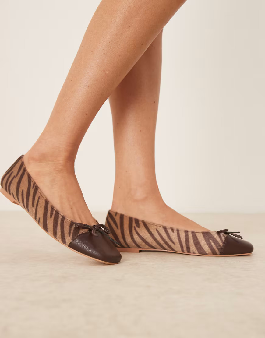 Glamorous ballet flats in brown zebra print | ASOS (Global)