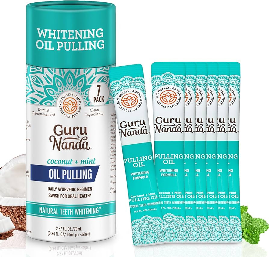 GuruNanda Travel Sachets Coconut Oil Pulling, 7 Essential Oils & Vitamins for Happy Gums - Fresh ... | Amazon (US)