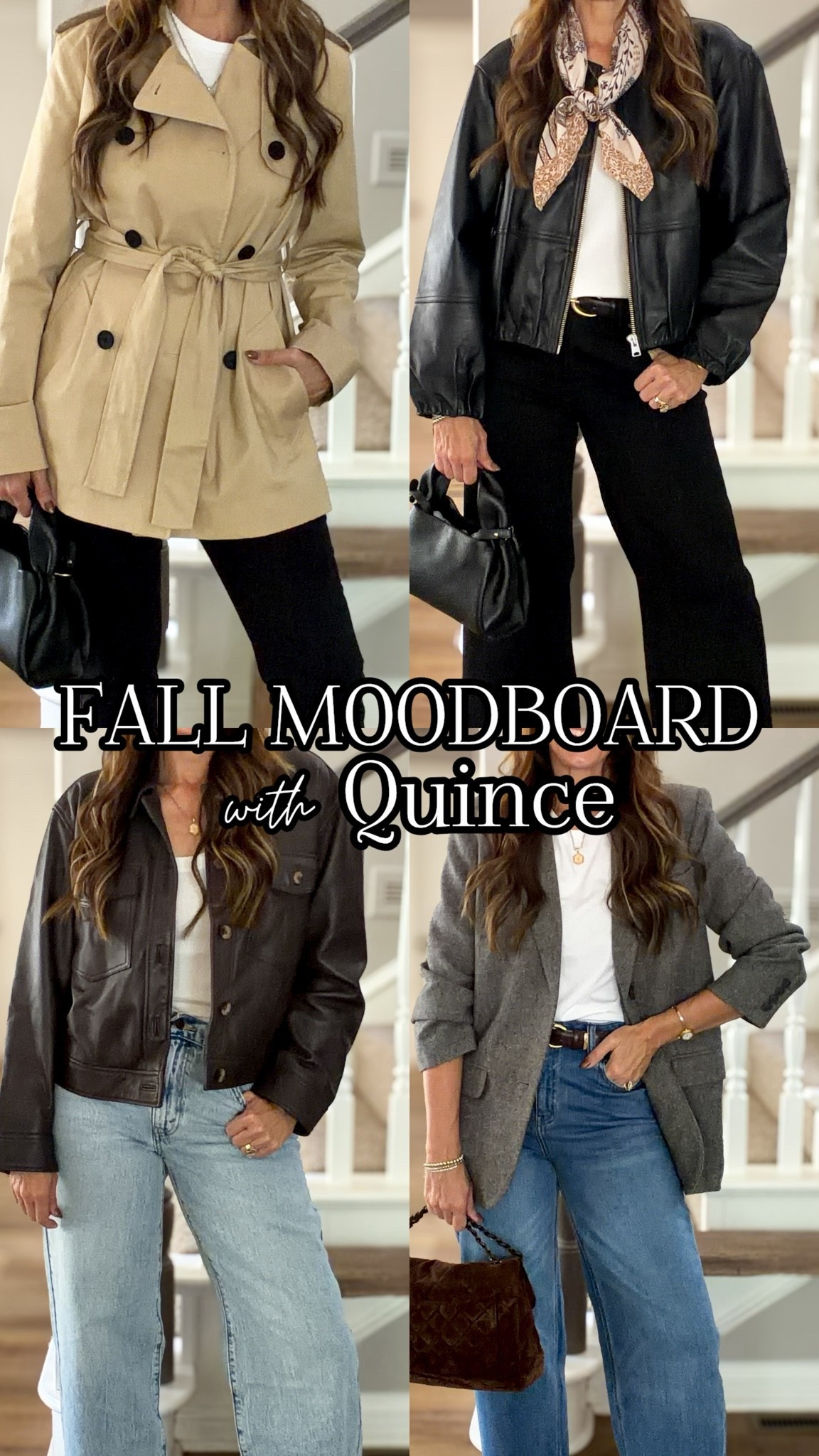 The @Quince jackets take center stage for fall!

Sizing notes:
Trench-medium
Black bomber-medium
Leather jacket-medium
Wool blazer-small

#quincepartner @Shop.LTK, #liketkit