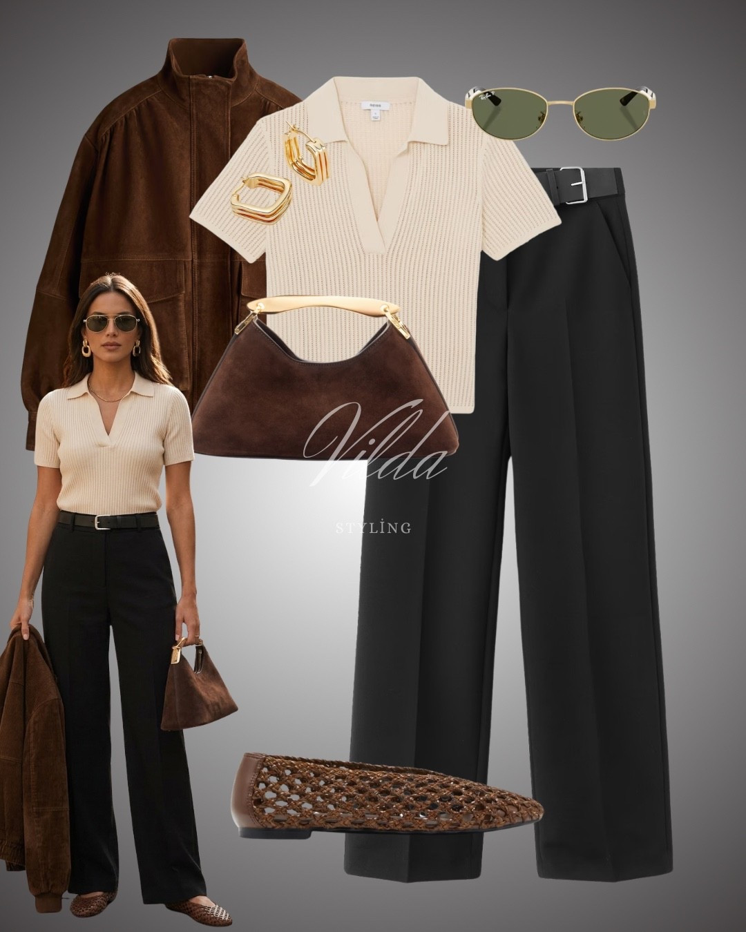 This look is the ultimate masterclass in sophisticated minimalism. By swapping the denim for tailored black trousers and a knit polo, the suede jacket shifts from casual to high-end "Old Money" aesthetic. #QuietLuxury #WorkwearInspo #MinimalistStyle #OldMoneyAesthetic 

#LTKspringtrends #LTKWorkwear #LTKSeasonal