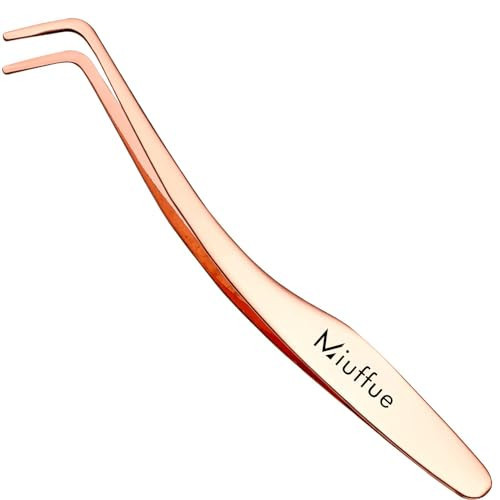 Miuffue False Eyelash Applicator DIY Lash Applicator Tool Stainless Steel Curved Eyelash Tweezers for Strip Lashes, Rose Gold | Amazon (US)