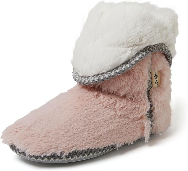 Dearfoams womens Fuzzy Memory Foam Beth Bedroom Bootie Slipper Sock With Grippers | Amazon (US)