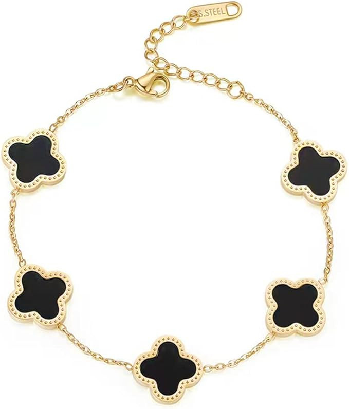 Bracelets Fashion for Women Girls Adjustable Bracelet Cute Plated 18K Gold Lucky Clover Bracelets... | Amazon (US)