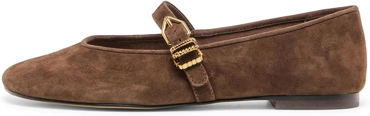 DOEYG Womens Ballet Flats Shoes Mary Jane Flats Square Toe Buckle Strap Dressy Comfortable Casual... | Amazon (US)