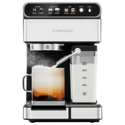 Chefman Barista Pro Espresso Maker Stainless Steel Finish: 1350W Electric Coffee Machine, Dishwasher-Safe Parts, 1.8L Capacity | Target