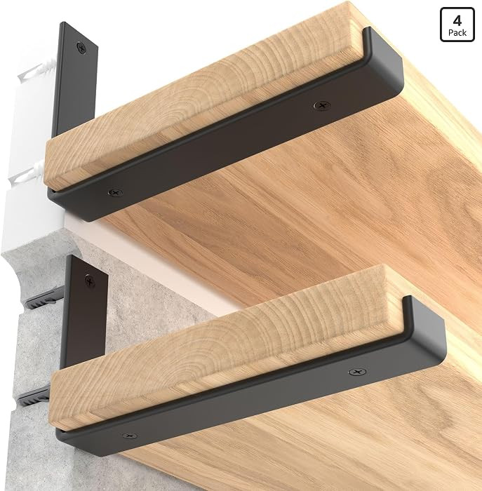 8 inch Shelf Brackets 4-Pack ,1/5 inch Thick Heavy Duty Industrial Bracket for DIY Floating Shelf... | Amazon (US)