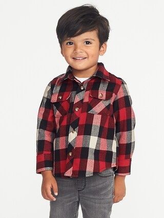 Old Navy Baby Plaid Flannel Utility Shirt For Toddler Boys Red Plaid Size 12-18 M | Old Navy US