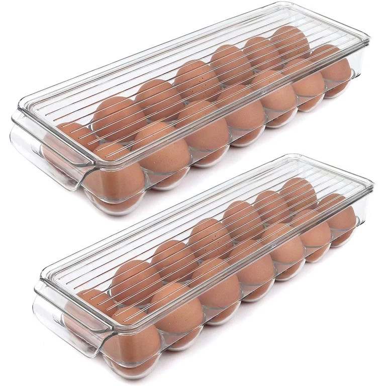 Greenco Greenco Stackable Refrigerator Egg Storage Bin Organizer With Lid, Stores 14 Eggs, Clear-... | Walmart (US)