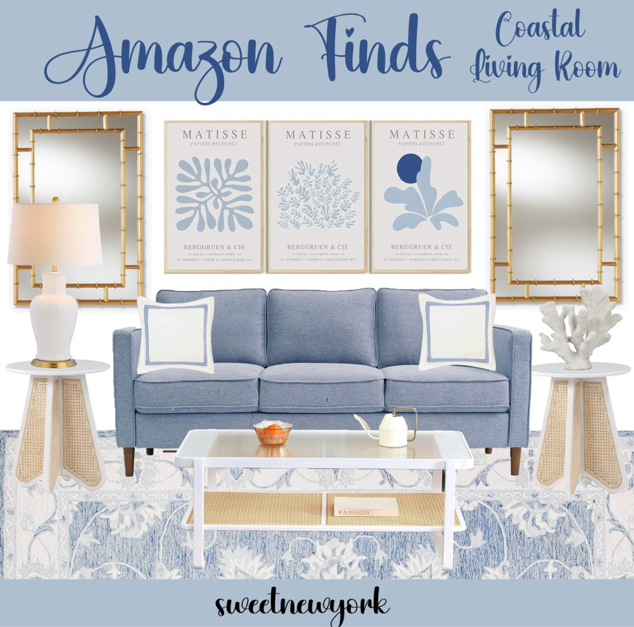 Amazon finds! Pretty white and blue beachy coastal living room decor

#LTKHome #LTKSeasonal #LTKStyleTip