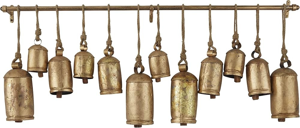 Deco 79 Metal Tibetan Inspired Meditation Decorative Cow Bell with Jute Hanging Rope and Rod, 48"... | Amazon (US)