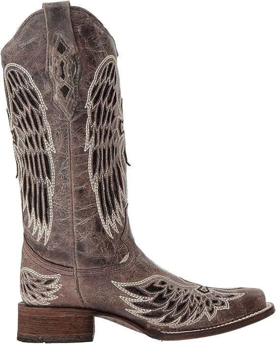 Corral Boots Women's Black Glitter Inlay Cross and Wings Embroidery Square Toe Cowboy Boot | Amazon (US)
