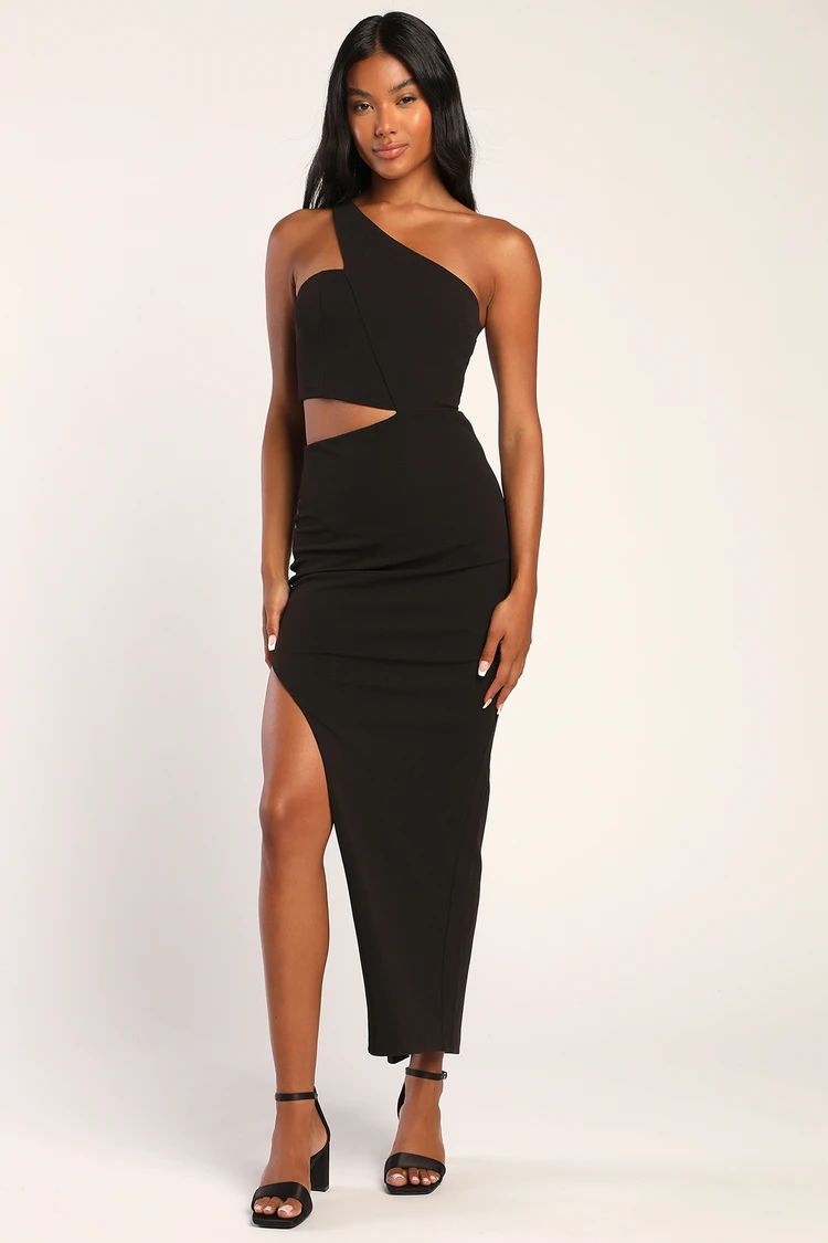 Look The Part-y Black One-Shoulder Cutout Maxi Dress | Lulus (US)