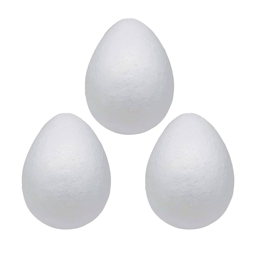 Crafjie Foam Eggs 3pcs 6 Inch (15cm) White Craft Polystyrene Eggs Smooth for Spring Easter Hallow... | Amazon (US)
