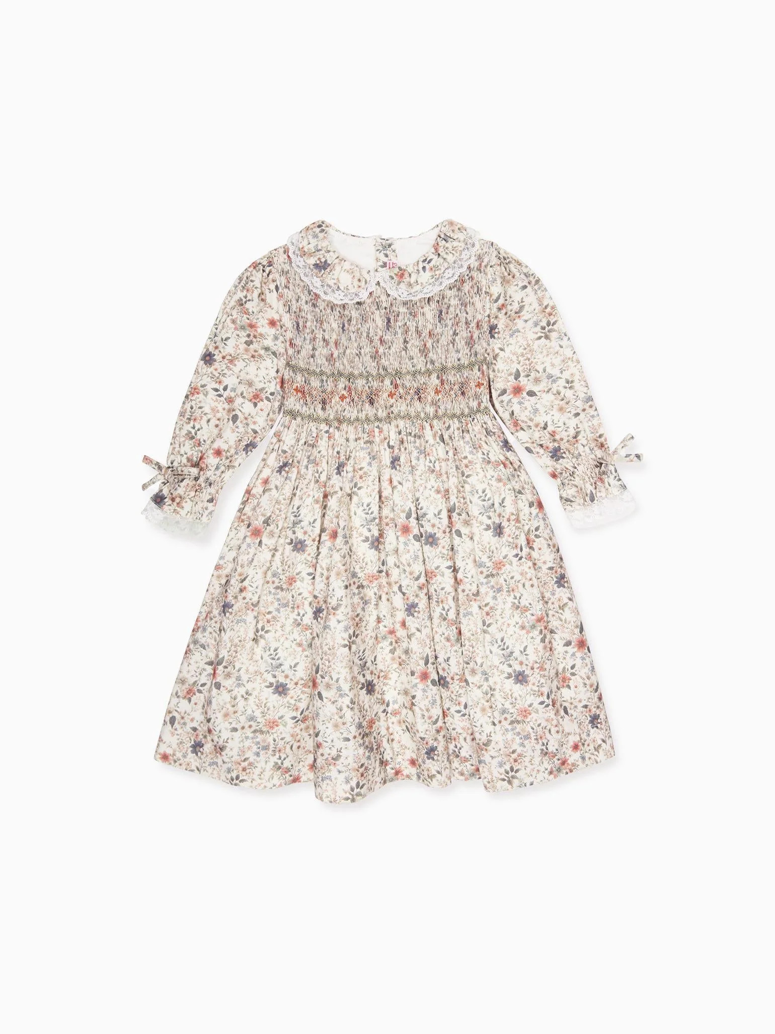Ivory Floral Milla Girl Hand-Smocked Dress | La Coqueta (US)