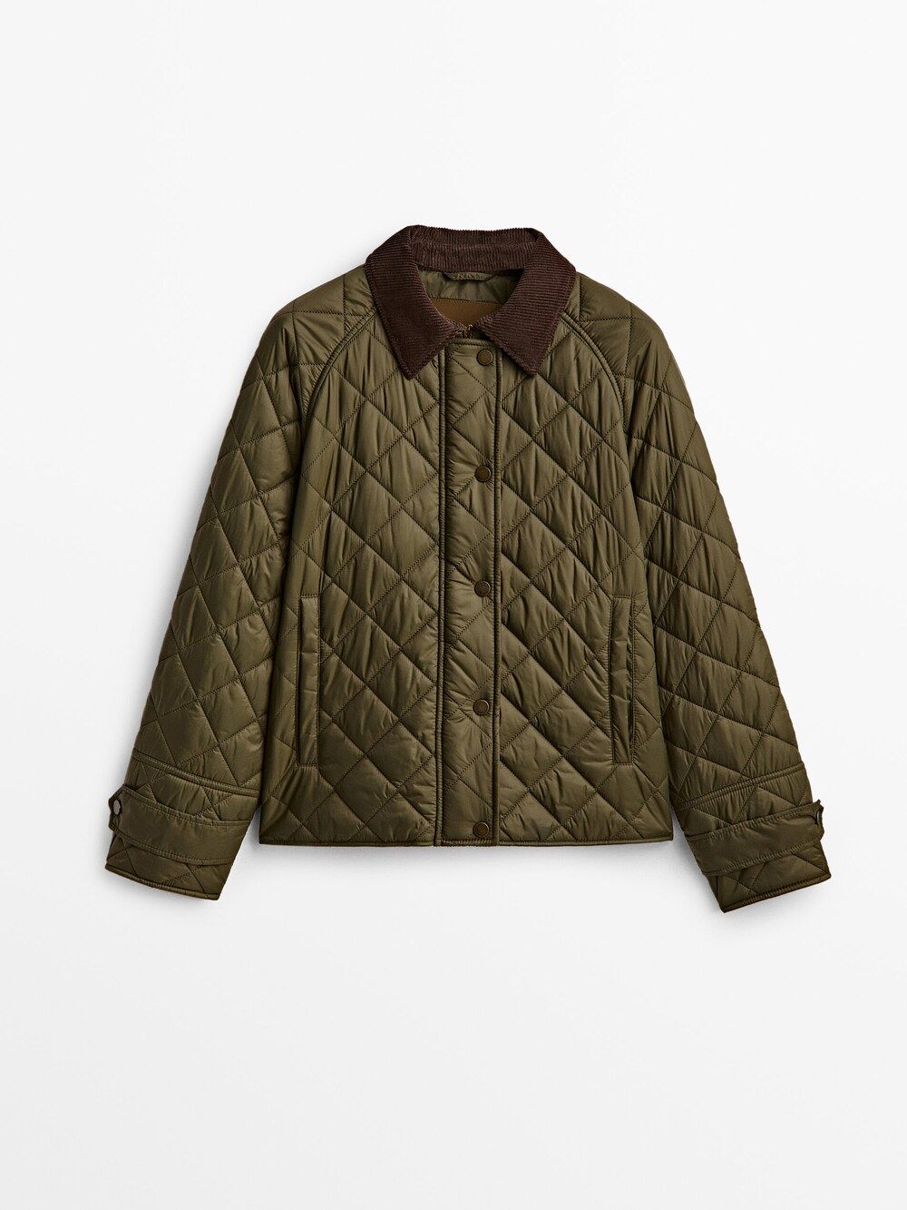 Short quilted jacket with a corduroy collar | Massimo Dutti (US)