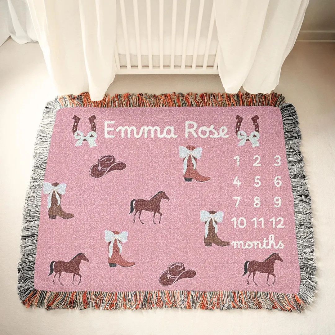 Custom Milestone Blanket Girls Monthly Milestone Blanket Cowgirl Western Theme Personalized Baby ... | Etsy (US)