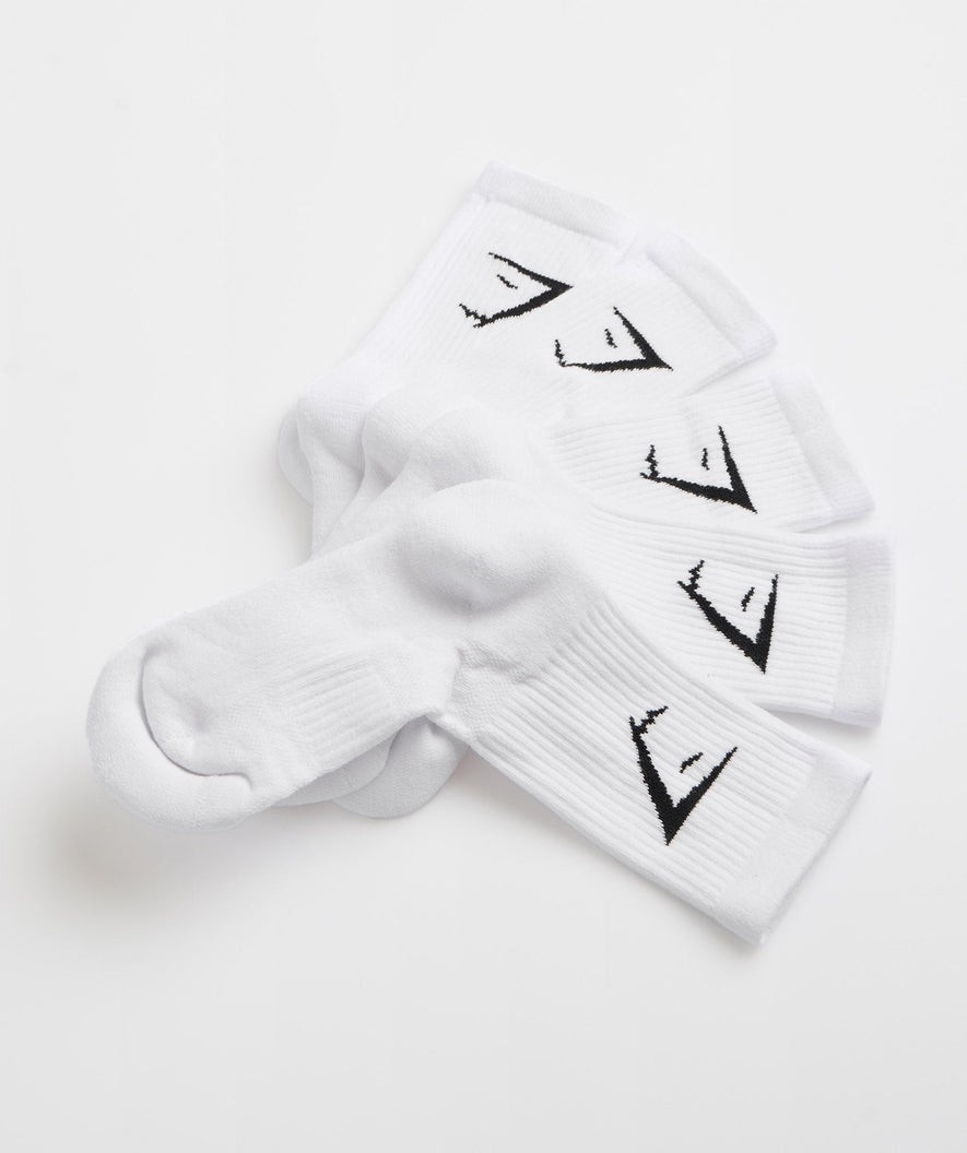 Gymshark Crew Socks 5pk - White | Gymshark (Global)