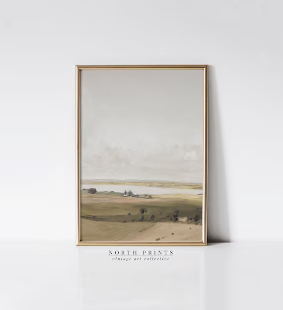 Muted Green Tonal Landscape Vintage Painting  PRINTABLE - Etsy | Etsy (US)