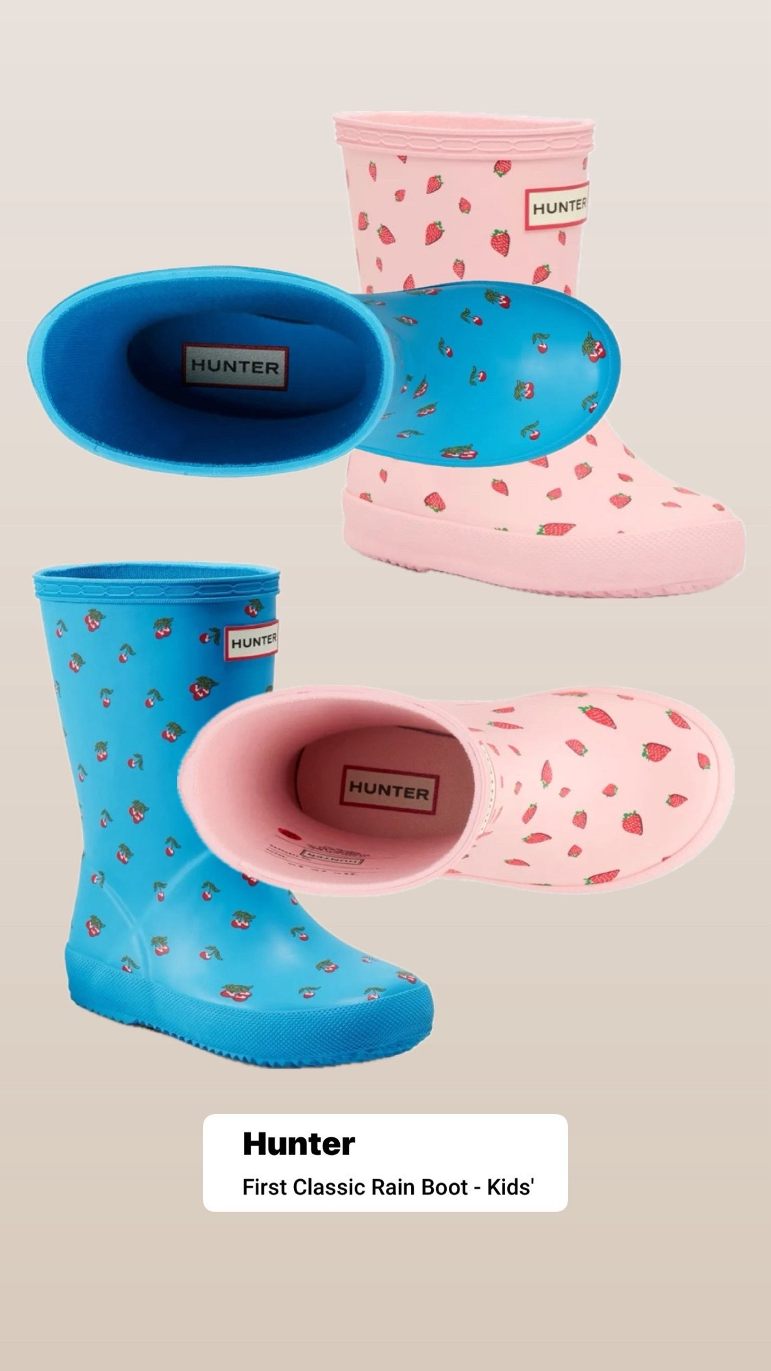 Hunter, 
Kids first classic rain boots! 

#LTKSaleAlert #LTKShoeCrush #LTKKids