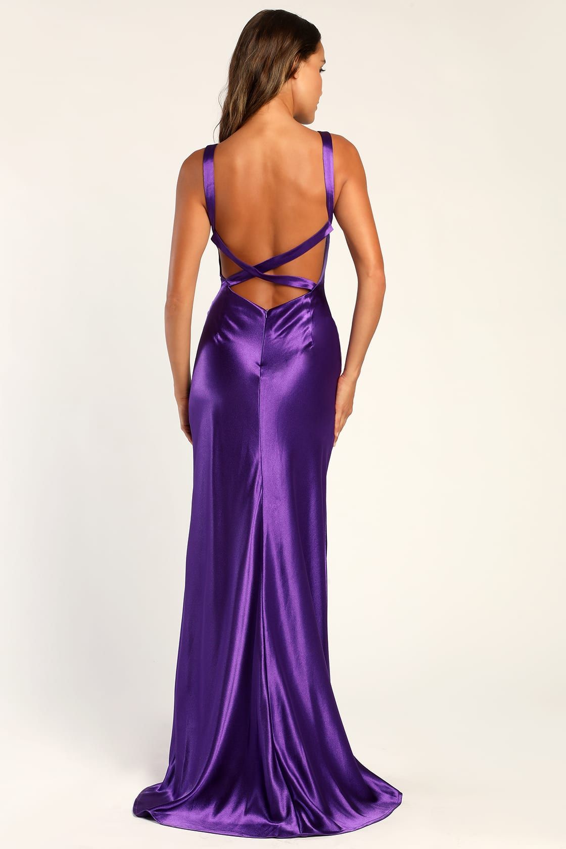 Perfectly Classy Purple Satin Strappy Maxi Dress | Lulus (US)