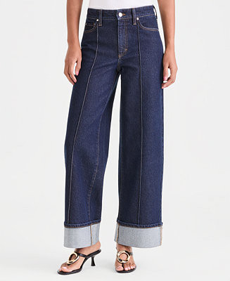 Women's High-Rise Cuffed Wide-Leg Jeans | Macy's