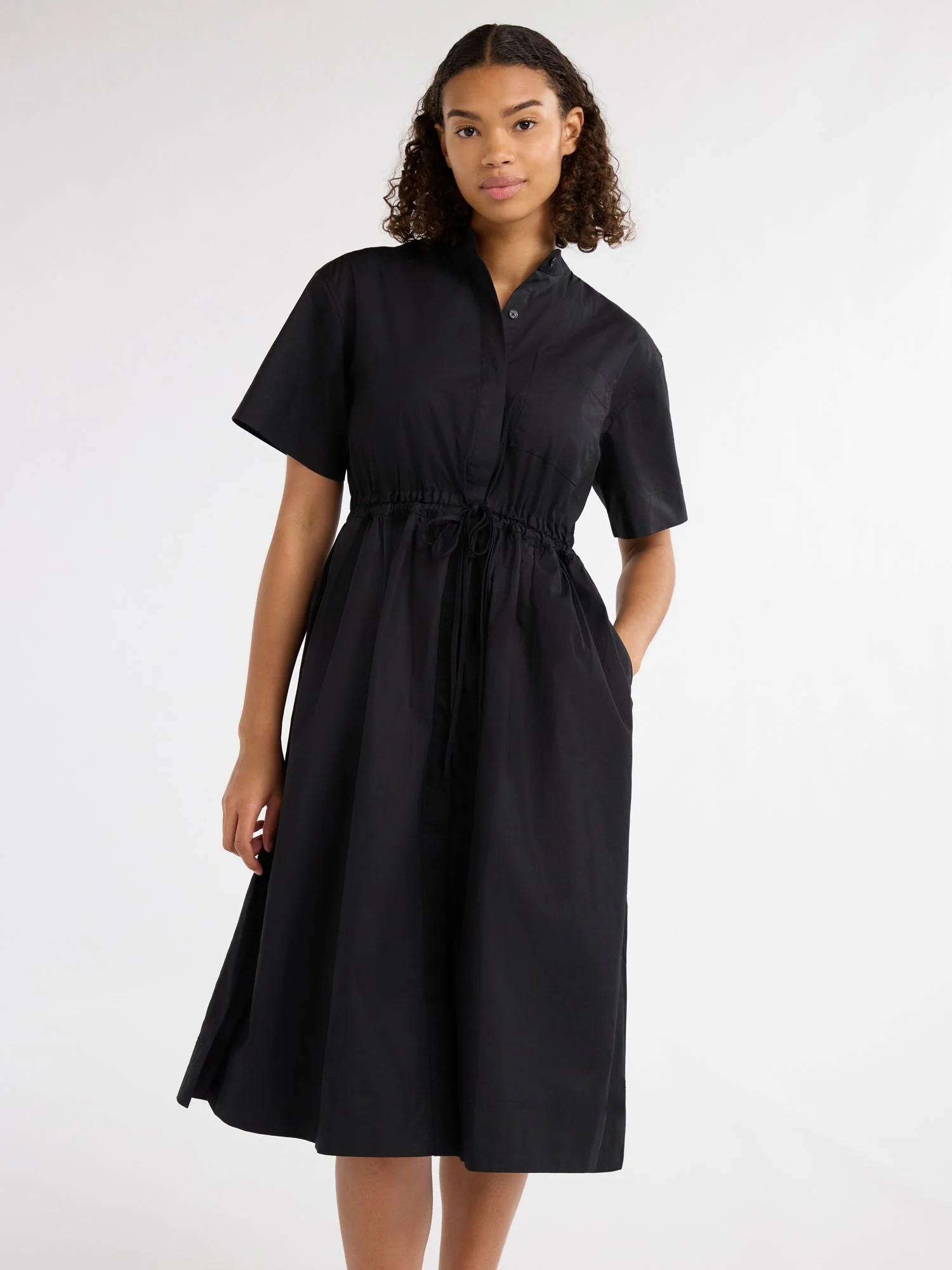 Free Assembly Women's and Women's Plus Cotton Double Tie Utility Midi Dress with Short Sleeves, S... | Walmart (US)