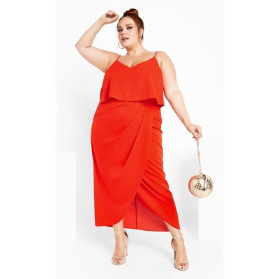 CITY CHIC | Women's Plus Size Overlay Dress - orange - 14W | Target