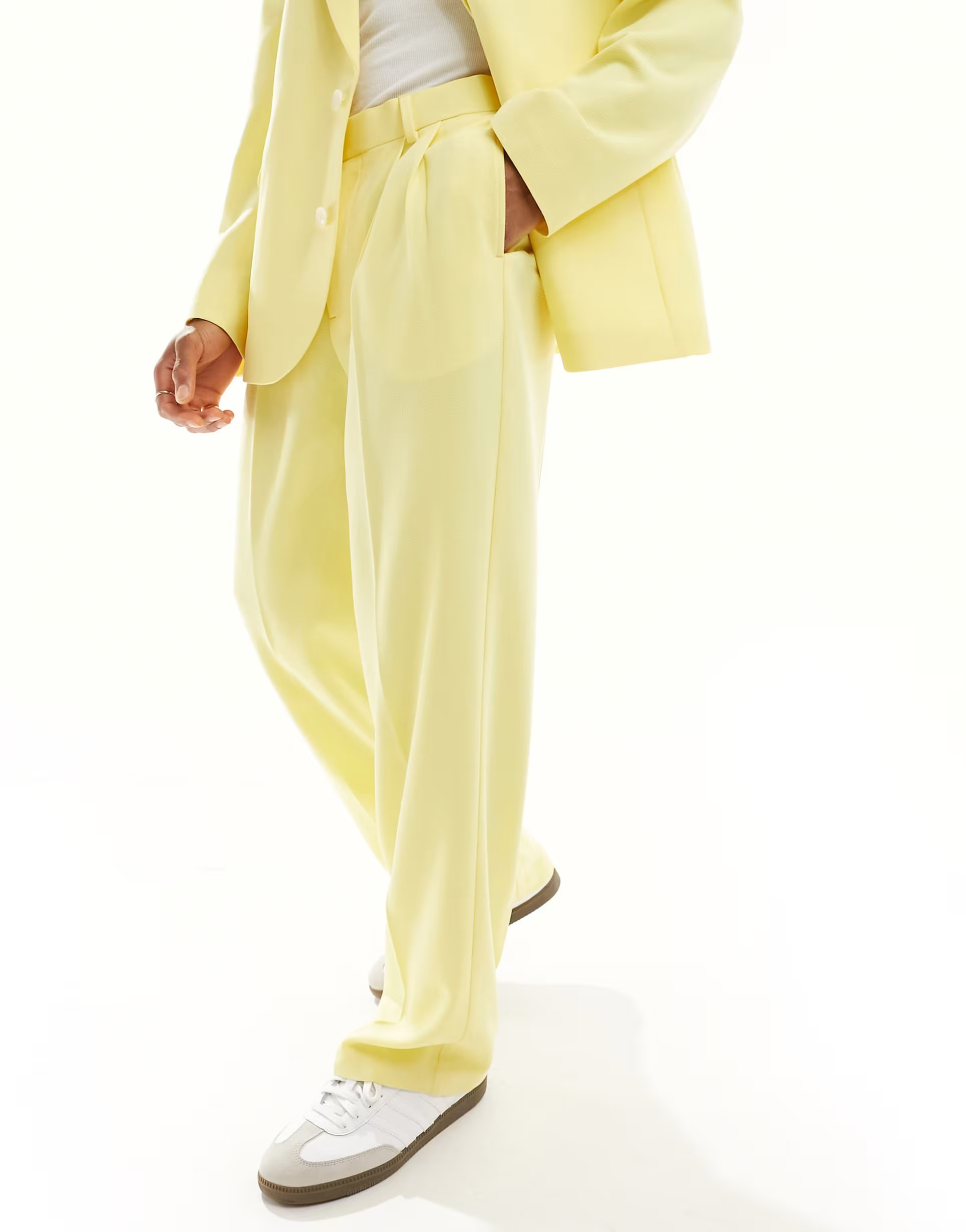 ASOS DESIGN wide suit trousers in bright yellow crepe | ASOS | ASOS (Global)