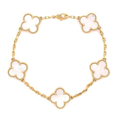 Van Cleef & Arpels, Pre-Loved Vintage Alhambra 5 Motifs Bracelet 18K Yellow Gold and Mother of Pearl, Yellow Gold | Amazon (US)