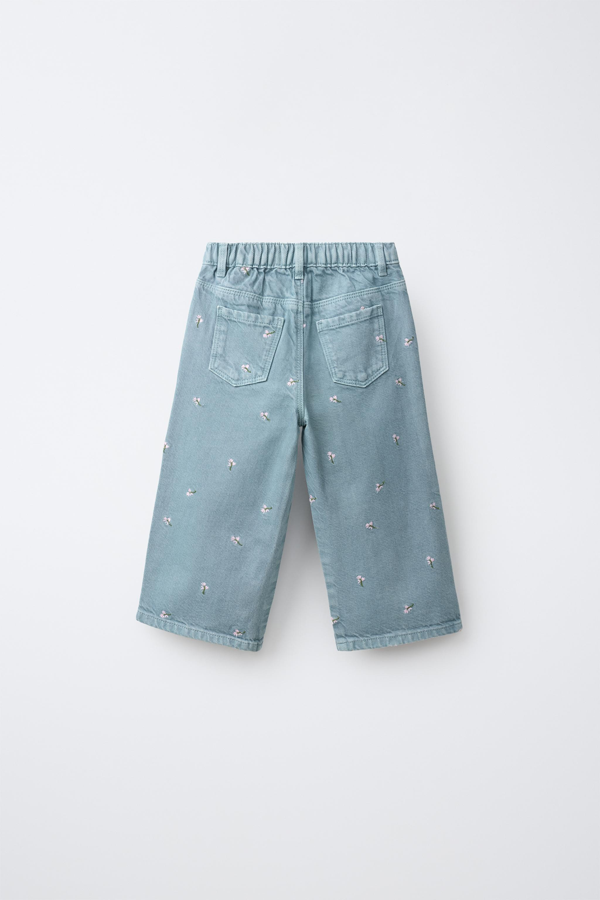 EMBROIDERED FLORAL TWILL CULOTTES | Zara US