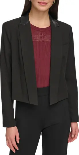 Faux Leather Detail Tailored Crop Jacket | Nordstrom
