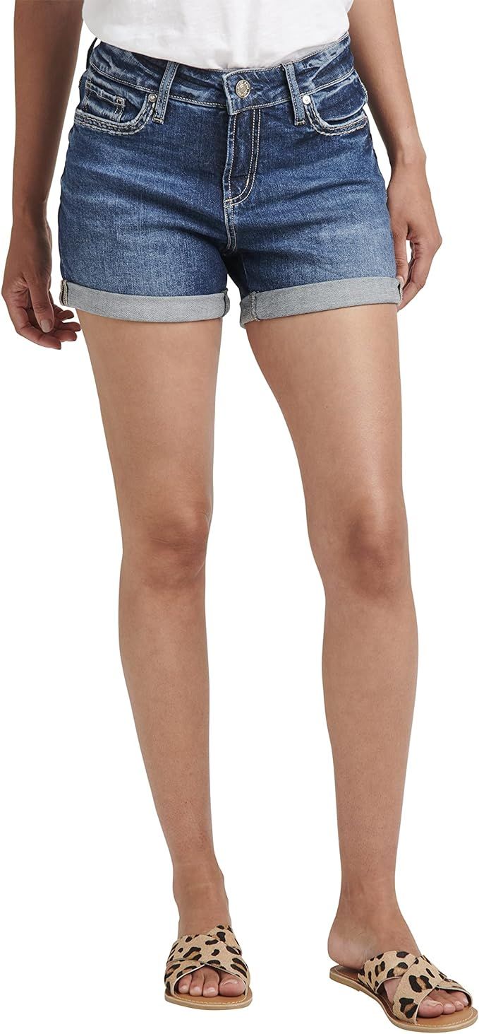 Silver Jeans Co. Women's Elyse Mid Rise Short | Amazon (US)