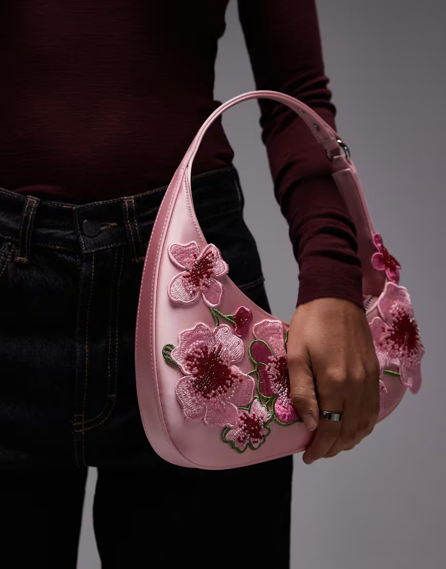 JW PEI Harlee flower embellished shoulder bag in pink | ASOS (Global)