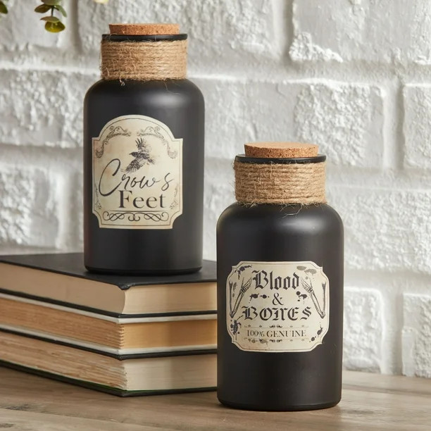 Way to Celebrate 2-Piece Halloween Clear Glass Poison Bottles - Walmart.com | Walmart (US)