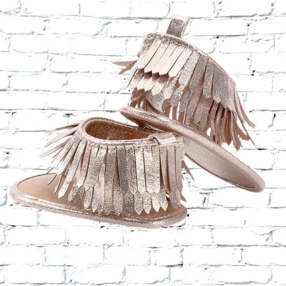 Baby Toddler Girls Boho Leather Fringe Tassel First Walker | Etsy | Etsy (US)