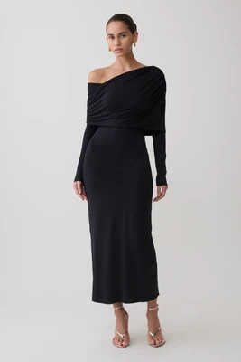 Corinna Modal One Shoulder Midi Dress / Black | MESHKI | XS | MESHKI US