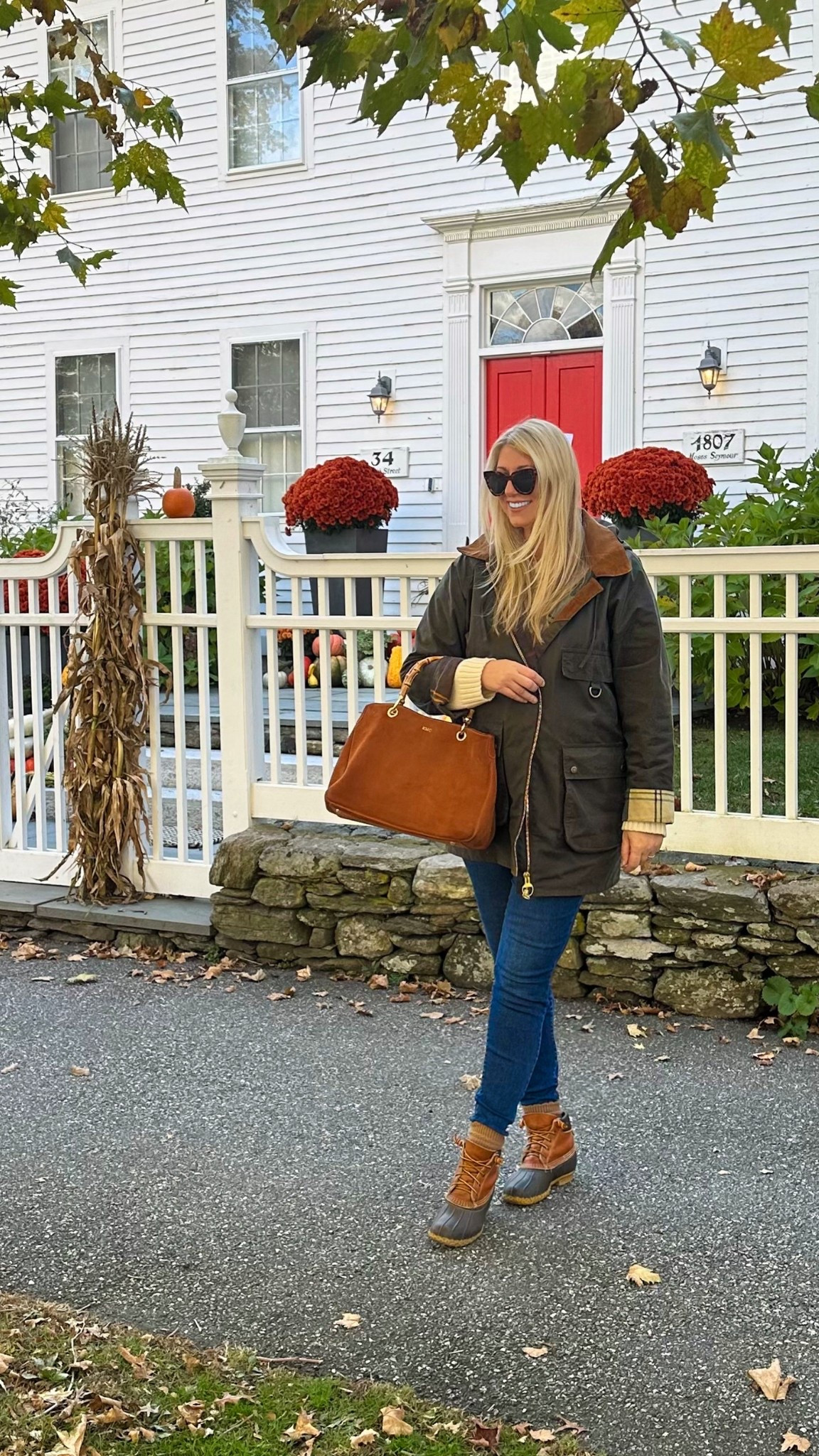 Exploring Litchfield County Connecticut in the fall wearing my favorite Barbour waxed jacket, bean boots, a cozy 100% cotton sweater, and my favorite suede fall bag I’ve carried for years.

#LTKItBag #LTKOver40 #LTKSeasonal
