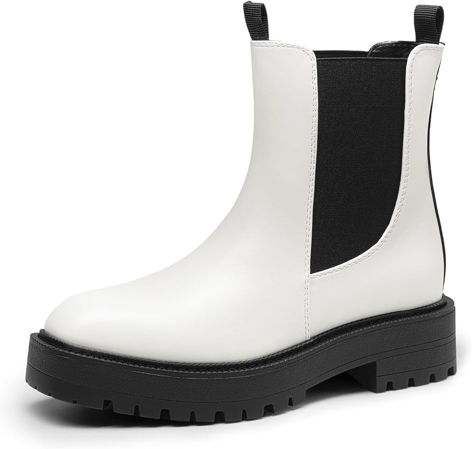 DREAM PAIRS Women's Chelsea Ankle Boots Square Toe Fashion Low Heel Lug Sole Platform Fall Bootie... | Amazon (US)