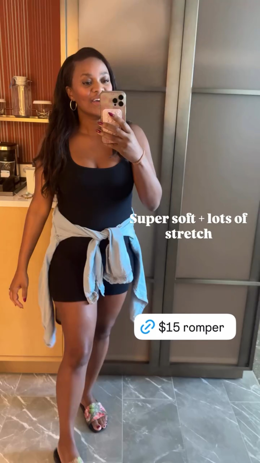 Super soft + lots of stretch

Black romper , yoga outfits, Jean shirts, gold earrings, fall outfits, workout looks 

#LTKOver40 #LTKFindsUnder50 #LTKMidsize